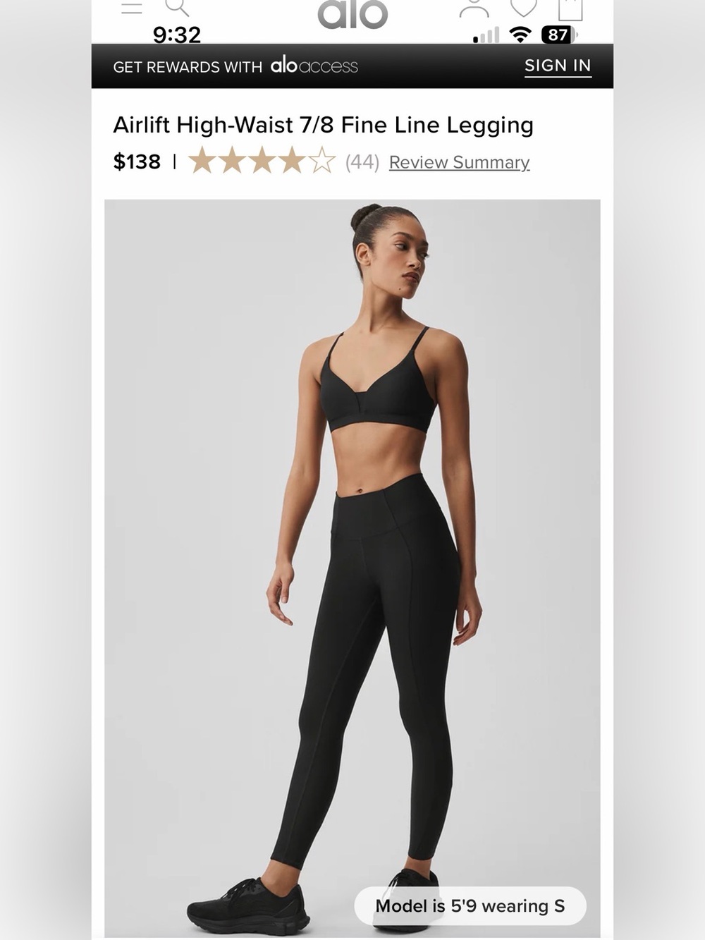 NWT ALO Airlift 7/8 Fine Line legging 🔥